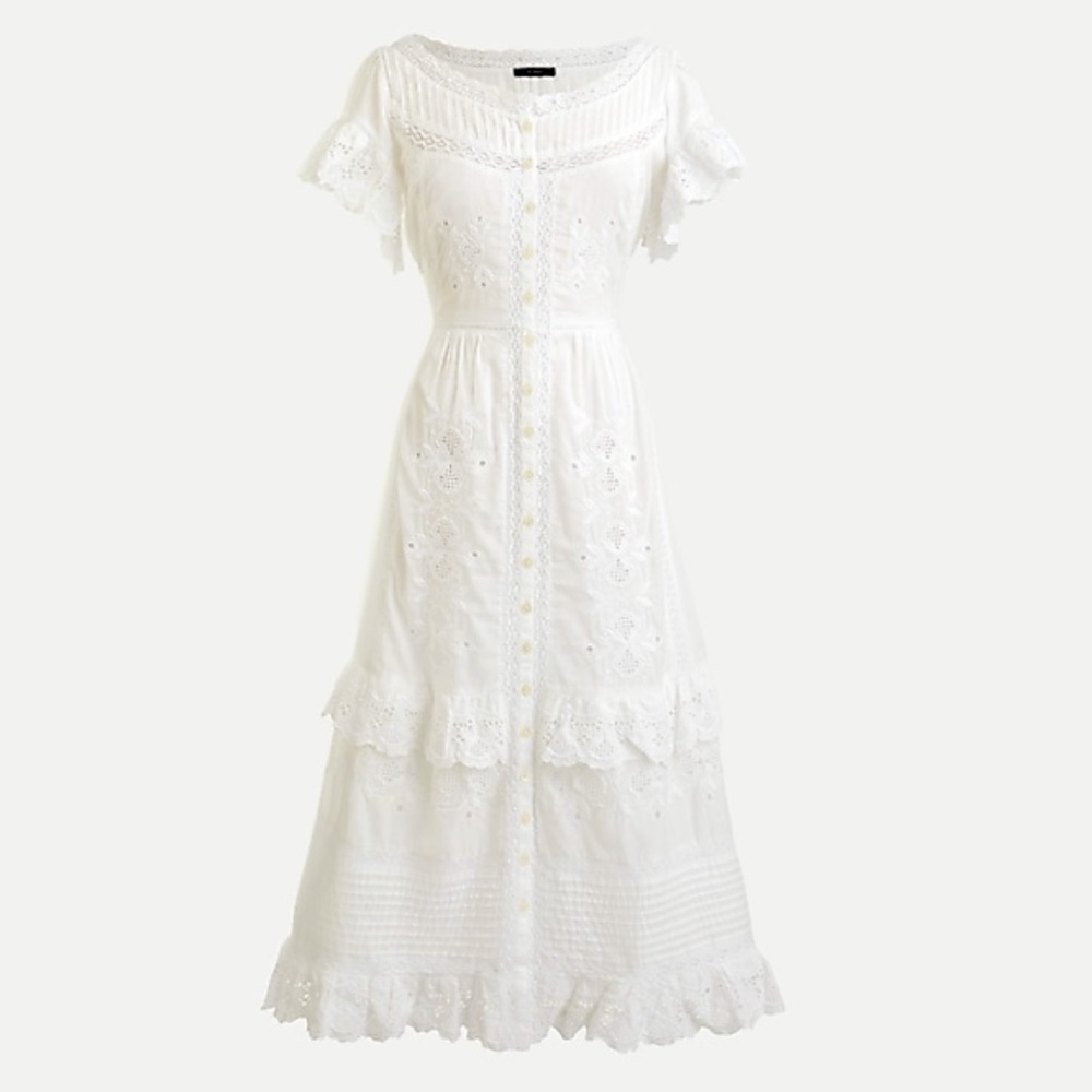 J Crew Embroidered Cotton Midi Dress Lace AP195-10